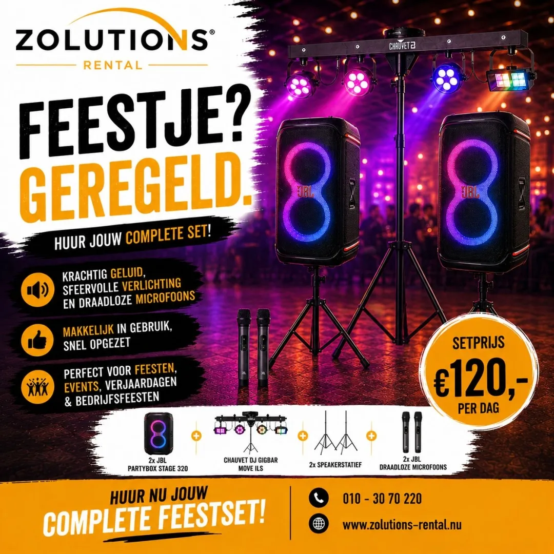 Feestpakket met Licht, Geluid & Microfoons